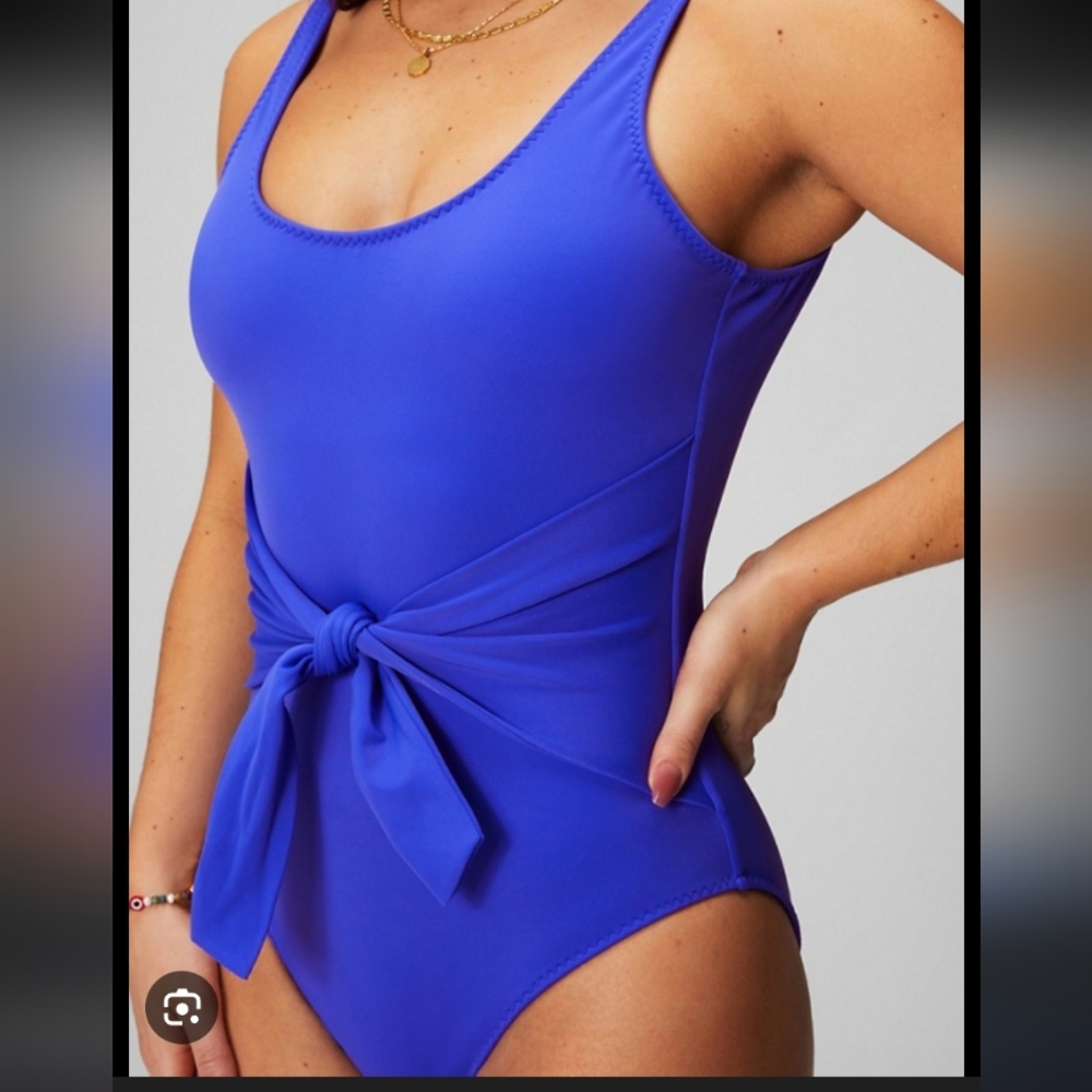 Fabletics Blue One Piece Tie Front Swimsuit 3X NWOT